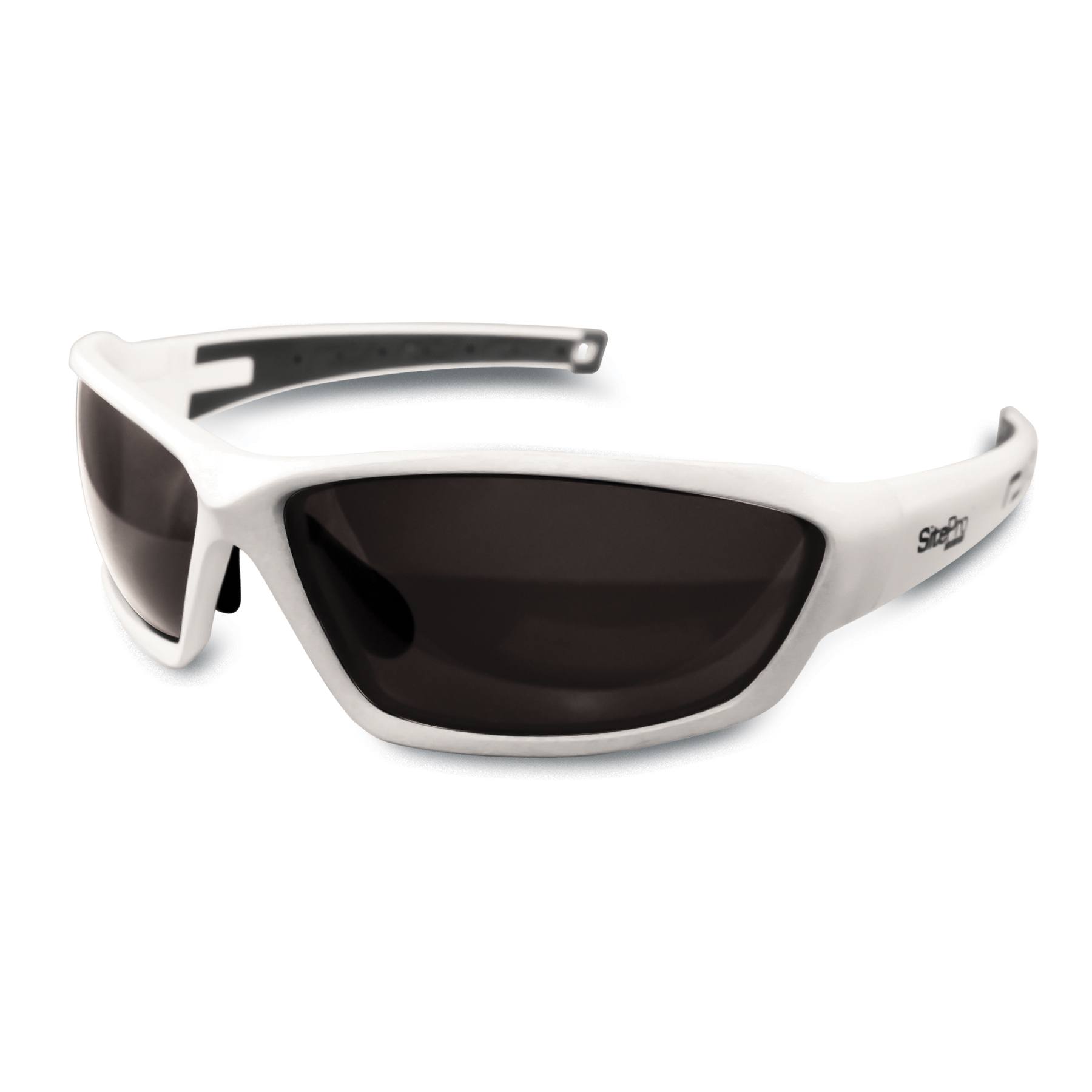 Custom-Fit White Safety Eyewear with Smoke Lens